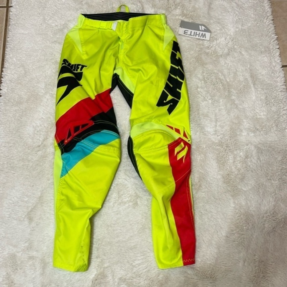 NWT Shift Motocross Pants Youth 28 Neon Yellow MX Racing Motorcycle Riding Pants